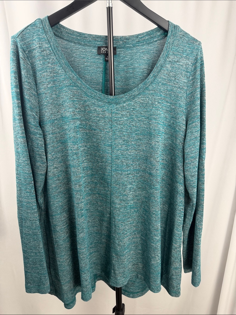Jones New York Teal Heather Long-Sleeve Scoop Neck Top
